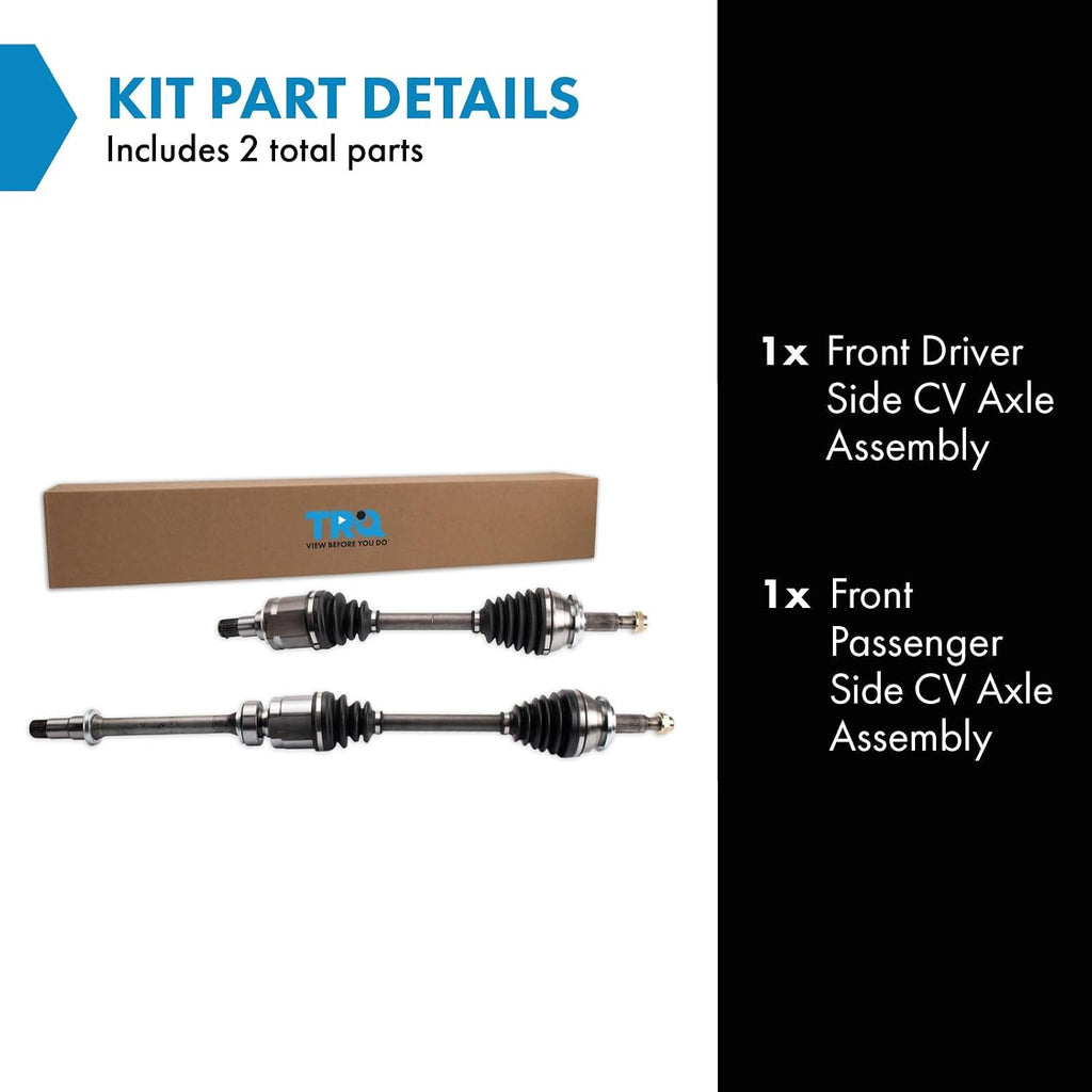 TRQ Front 2 Piece CV Axle Shaft Assembly Set
