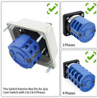 BAOMAIN 20A 2-Phase 3-Position Rotary Changeover Switch+Small/High Box