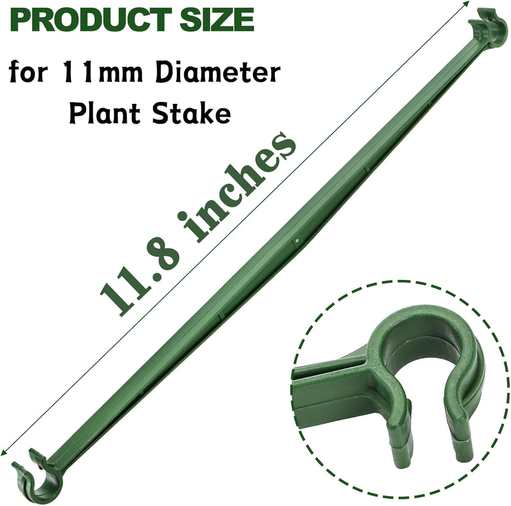 100 Pcs Plant Stake Arms for Tomato Cage, 11.8” Expandable Plant Supports Trellis Connector with 2 Buckles for 11mm