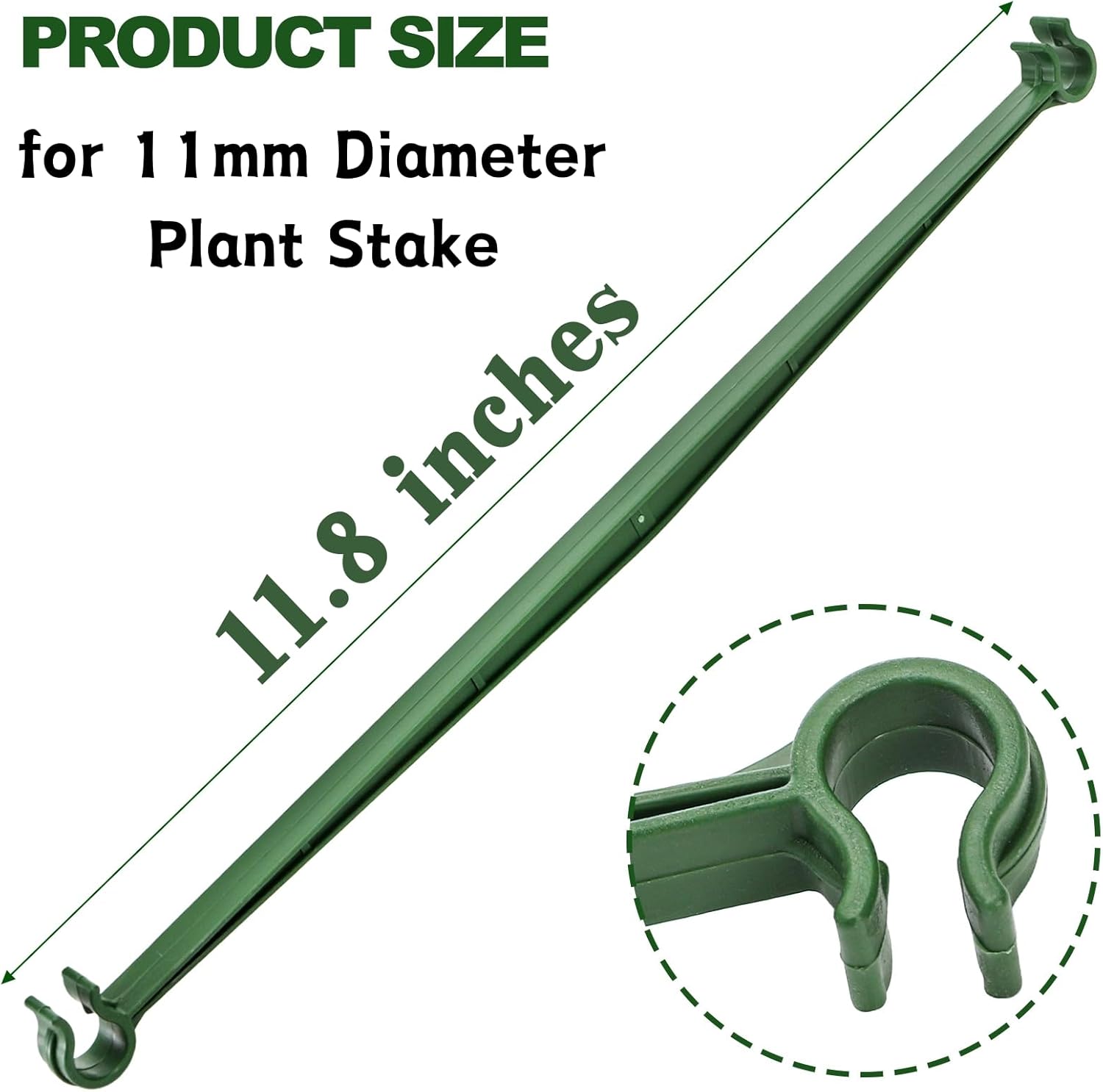 100 Pcs Plant Stake Arms for Tomato Cage, 11.8” Expandable Plant Supports Trellis Connector with 2 Buckles for 11mm