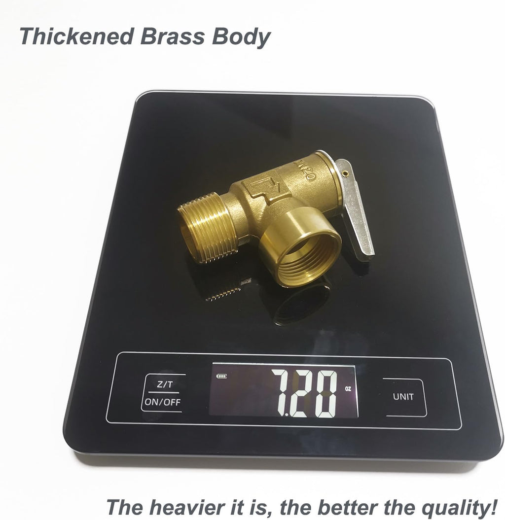 30 PSI Water Heater Pressure Relief Valve, 3/4" NPT Connection, Max Input 510,000 BTU/h, Thickened Brass Body with Stainless Steel Spring Pressure Release Valve, Use for Cold & Hot Water System