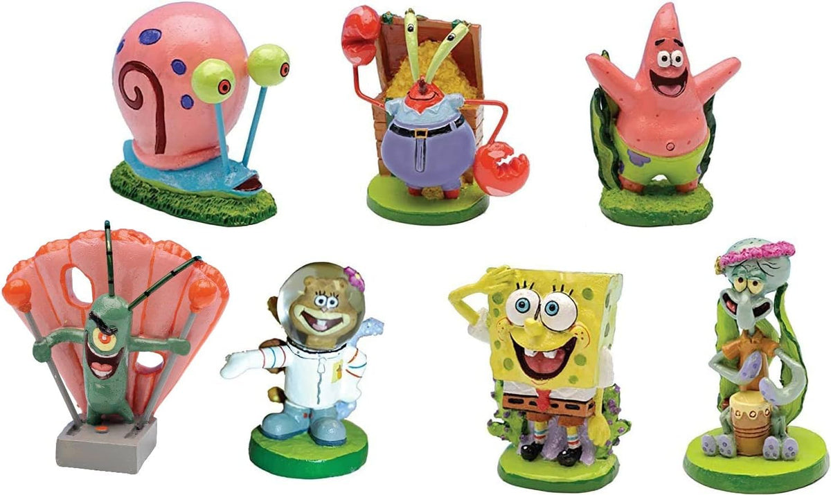 PennPlax Spongebob 7-Piece Officially Licensed Aquarium Ornament Set – Great for Saltwater and Freshwater Fish Tanks