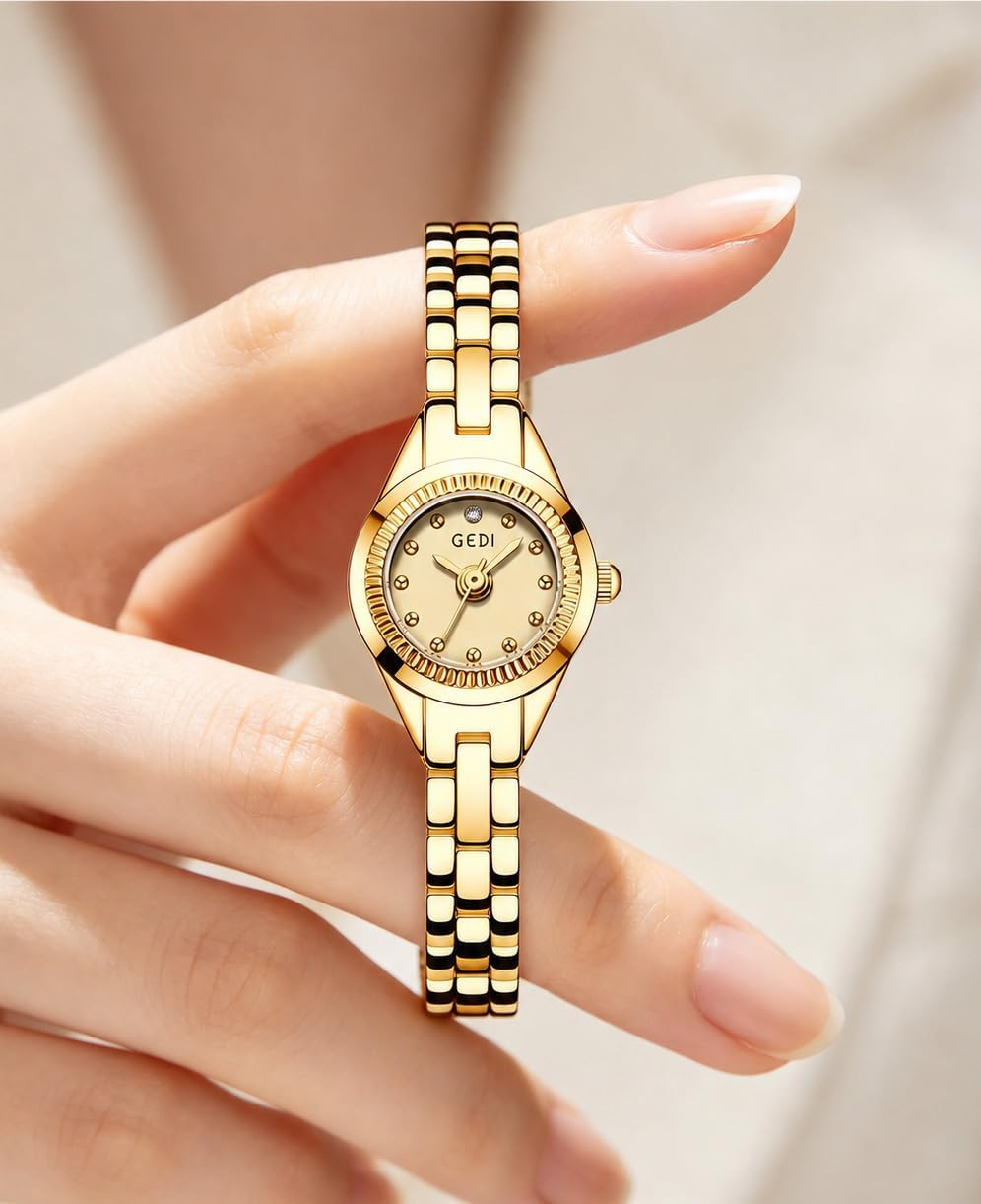 Women's Small Bracelet Watch, 17mm Crystal Dial Stainless Steel Band | 17mm petite dial, stainless steel bracelet