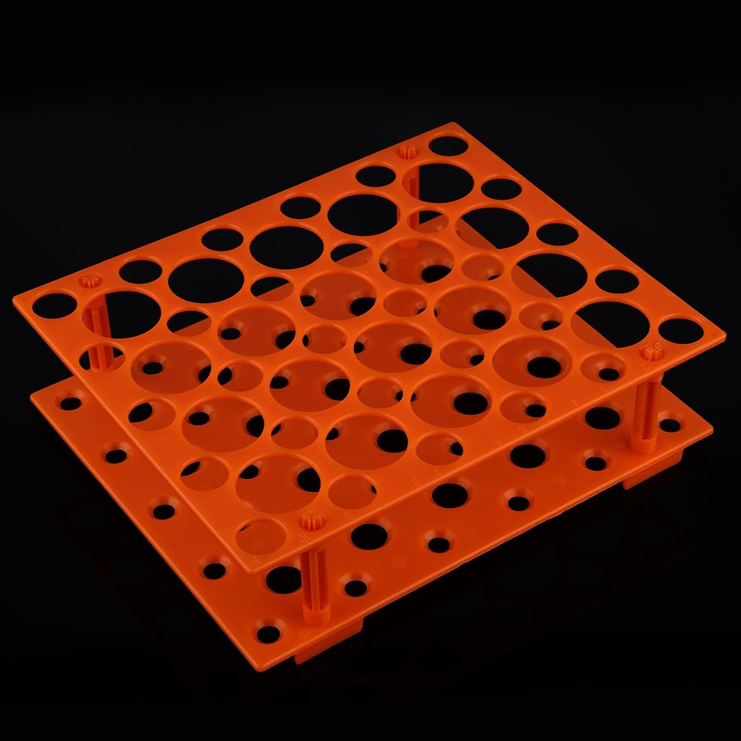 Centrifuge Tube Rack, 50-Hole Detachable Centrifuge Tube Rack Plastic Stand for 10/15/50 ml Tubes, Orange, 1 Pack