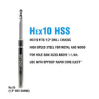 SM Products 600634P Rapid Core Eject Arbor Hole Saw Drill - Hex 10-18 UNF