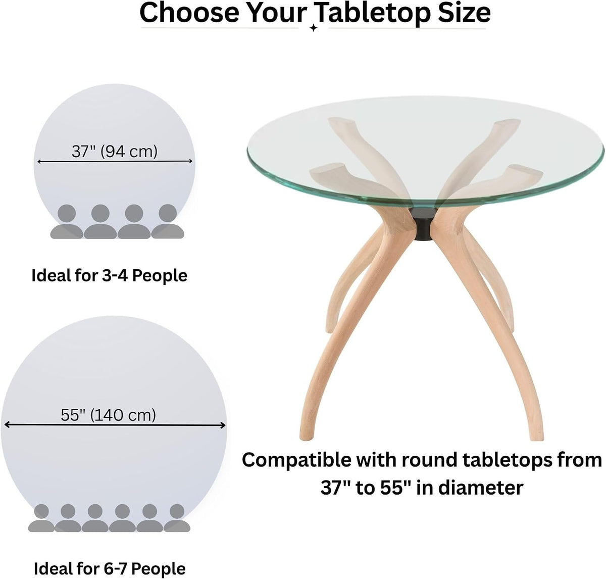 Mid Century Solid Wood Modern Dining Curved Table Base Only, Pedestal Table Bases, Wooden Legs for Kitchen Tables