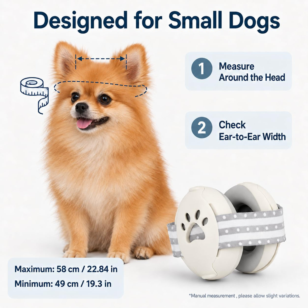 Upgraded Dog Ear Muffs for Fireworks & Thunder Calming, Adjustable Noise Cancelling for Small Dogs, Hearing