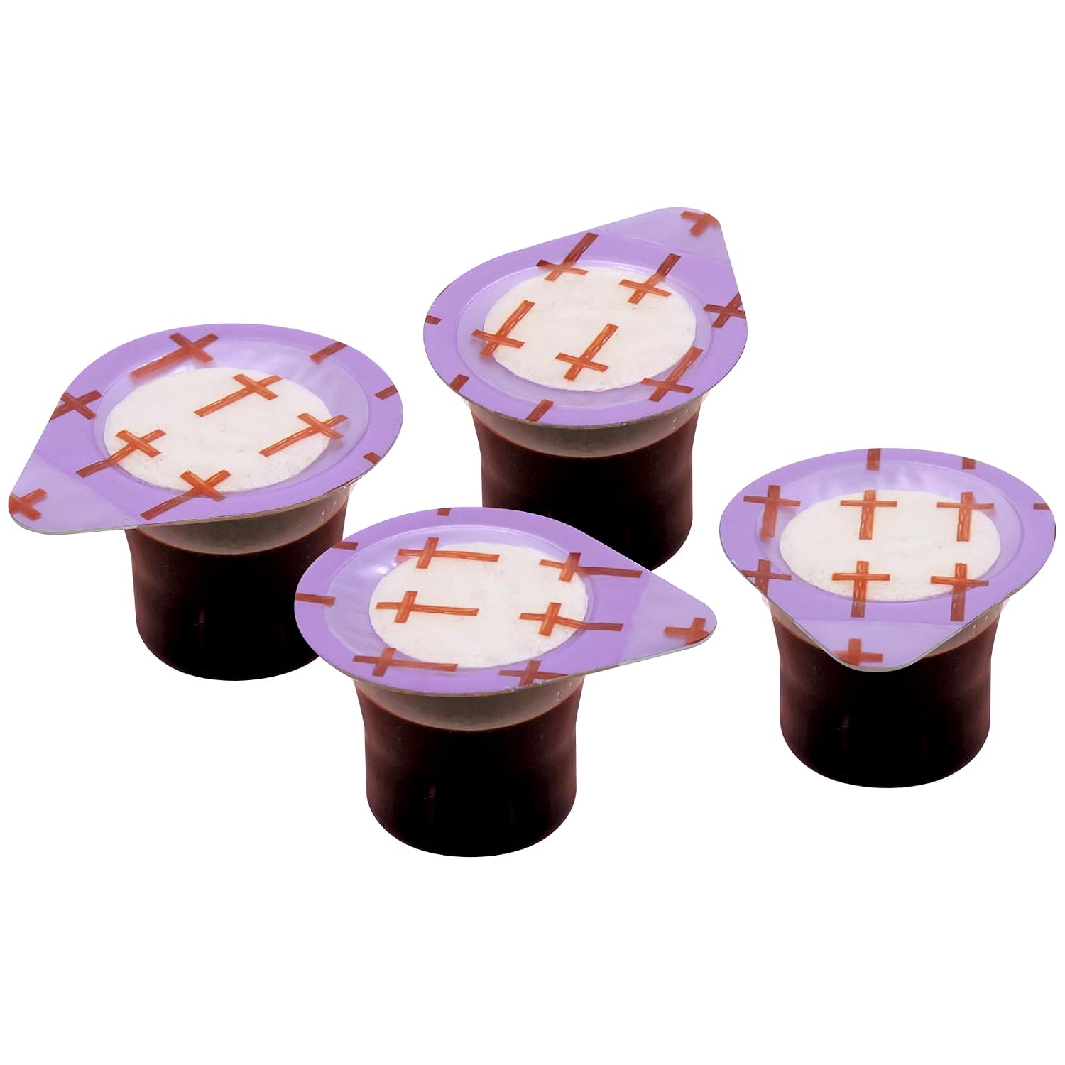 Prefilled Communion Cups and Wafer Set with Concord Grape Juice, Disposable Communion Elements for Church, Home, and