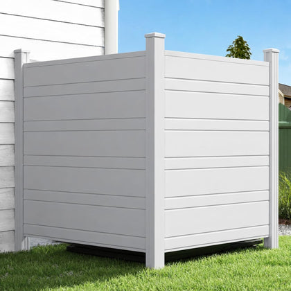 44" W x 44" H Garbage Can Privacy Fence, Outdoor Air Conditioner Fence Panel, Vinyl Trash Enclosure with Metal