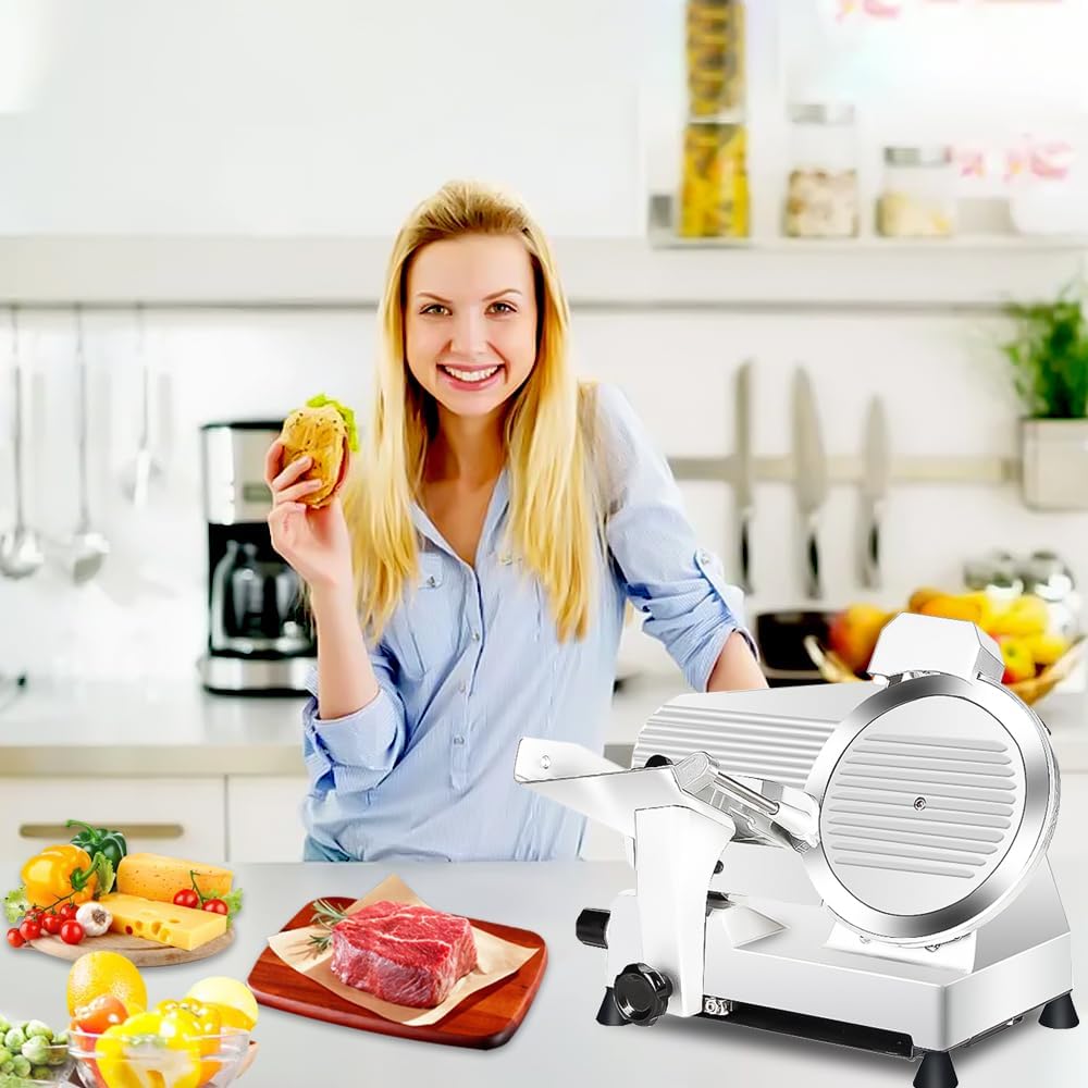 Commercial Meat Slicer340W,10in Electric Food Slicer,Frozen Meat DeliSlicer