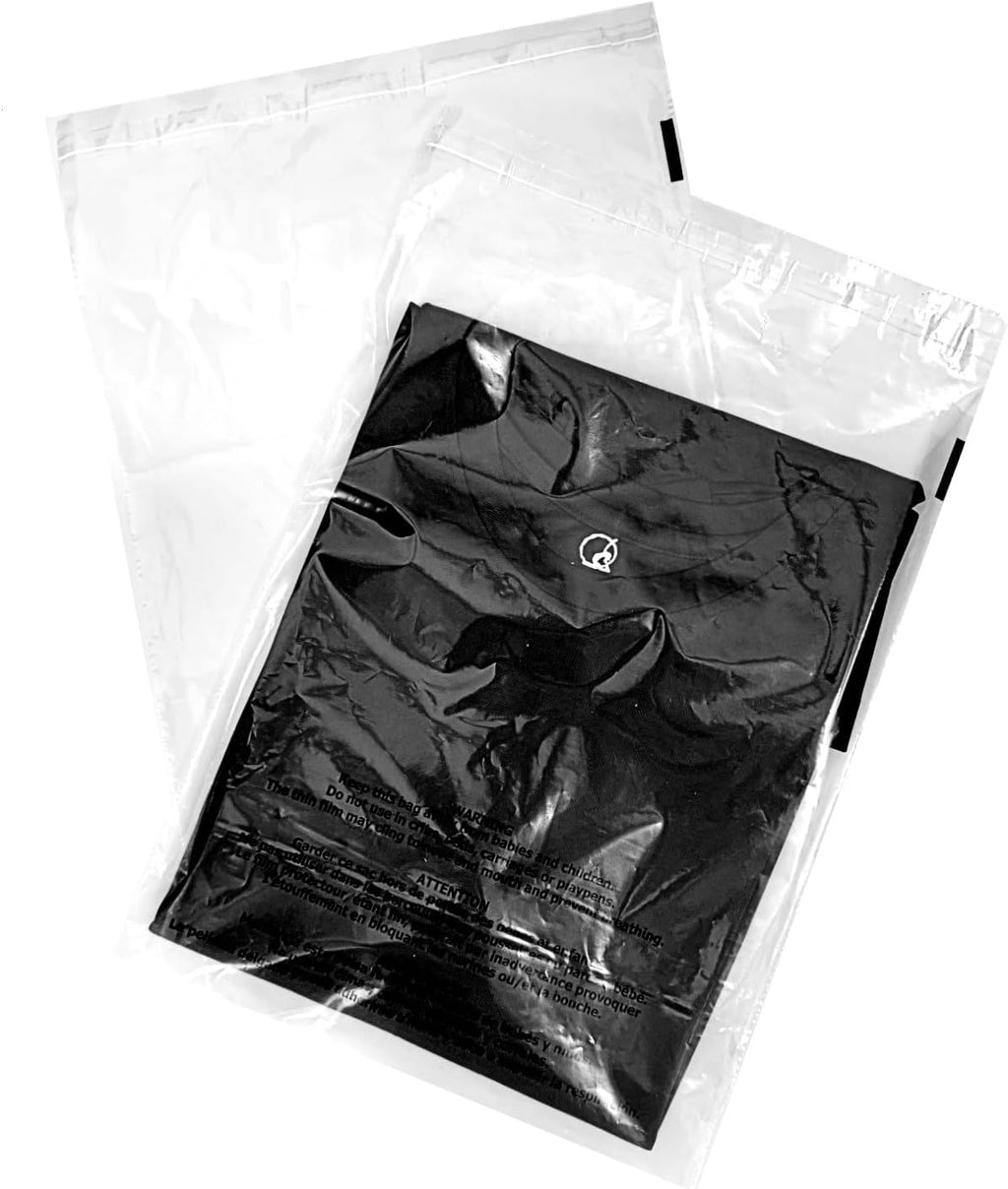 10" X 13" Self-Seal Clear Poly Bags with Suffocation Warning | Packaging, T-Shirts, Shipping | Permanent Adhesive