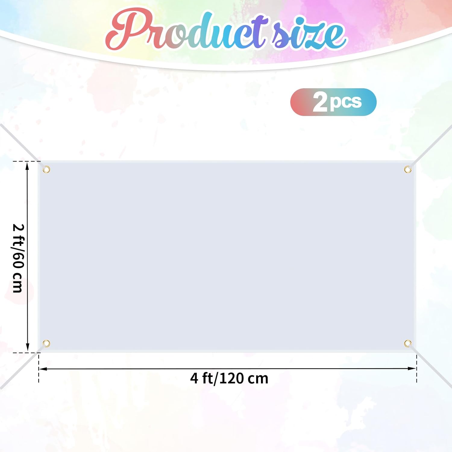 Blank Banners Sign to Decorate, 2 Pcs Large Blank Vinyl Banner Signs with Hanging Ropes, DIY Blank Sublimation Vinyl
