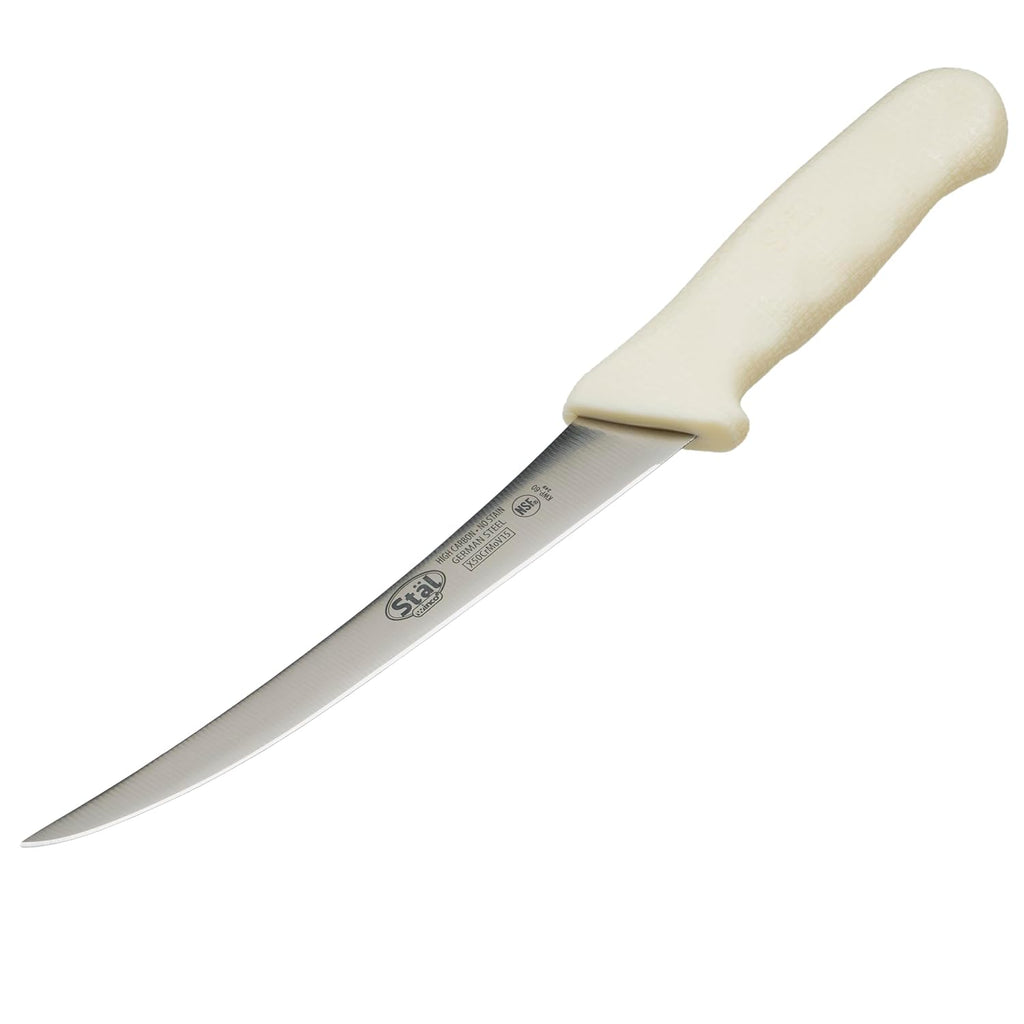 6" White Plastic Boning Knife with Handle