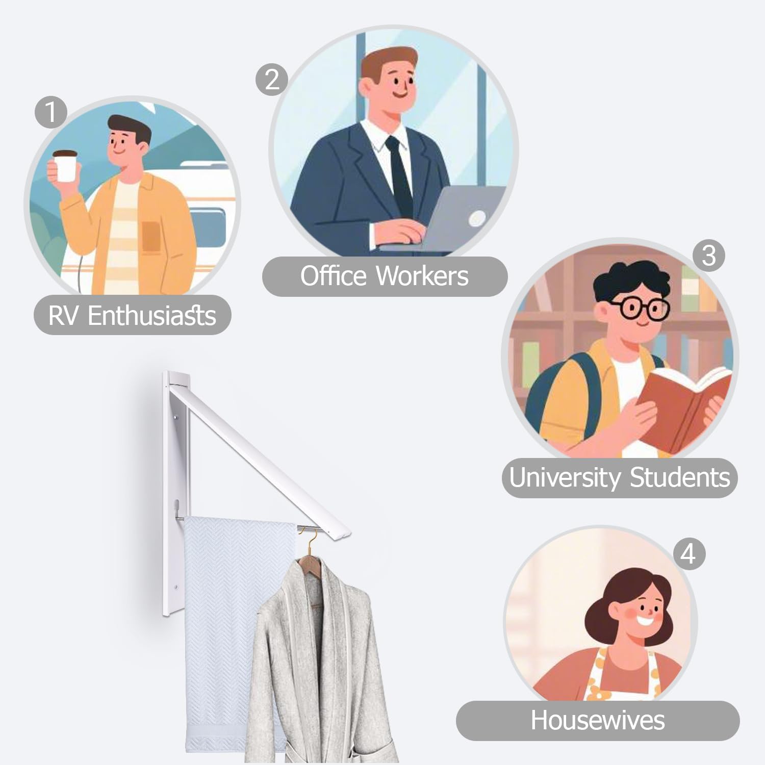 Clothes Drying Rack Folding Indoor,Laundry Room Organization,Wall Mounted Drying Racks for Laundry,Laundry Drying