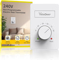 240V Only 4-Wire Manual Electric Baseboard Heater Thermostat | Line Voltage Controller, Single Pole Dial Wall Mount