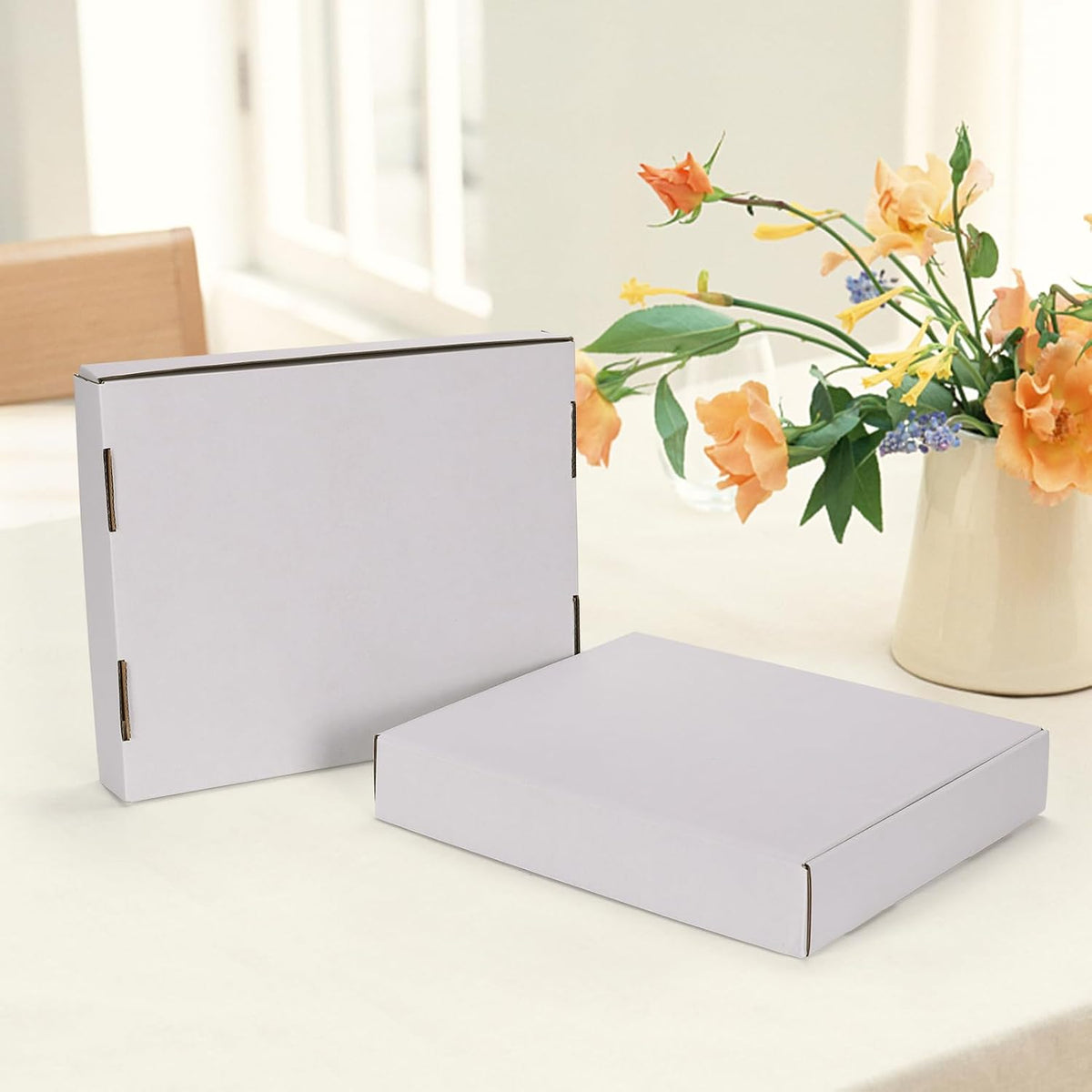 12x10x2 inches Shipping Boxes Set of 25, White Corrugated Cardboard Box Literature Mailer