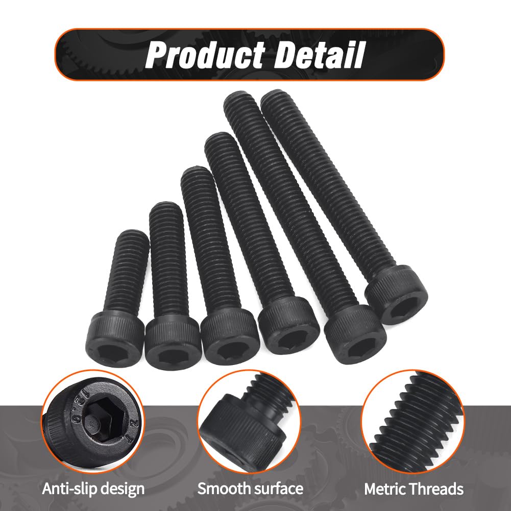 M12 x 40mm Hex Socket Cap Head Screws Bolts, 8pcs Grade12.9 Machine Screws