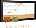 Magnetic Weekly Dry Erase White Board and Cork Board, Black Wood Frame，Magnetic Surface Whiteboard for Home Office