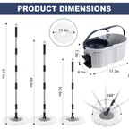Spin Mop and Bucket System with 180-Degree Rotating Head