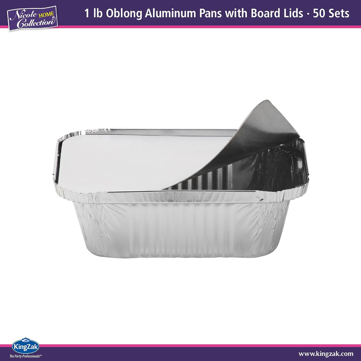 Aluminum Pans with Lids - 50 Count - 1LB Oblong Pans (5"x4")- To Go Containers with Lids - Disposable Tin Foil Pans