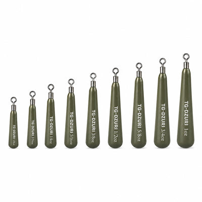 Tungsten Drop Shot Weights, Free Rig Fishing Sinkers with Round Eye for Bass Fishing, Size Stamped, Green Pumpkin