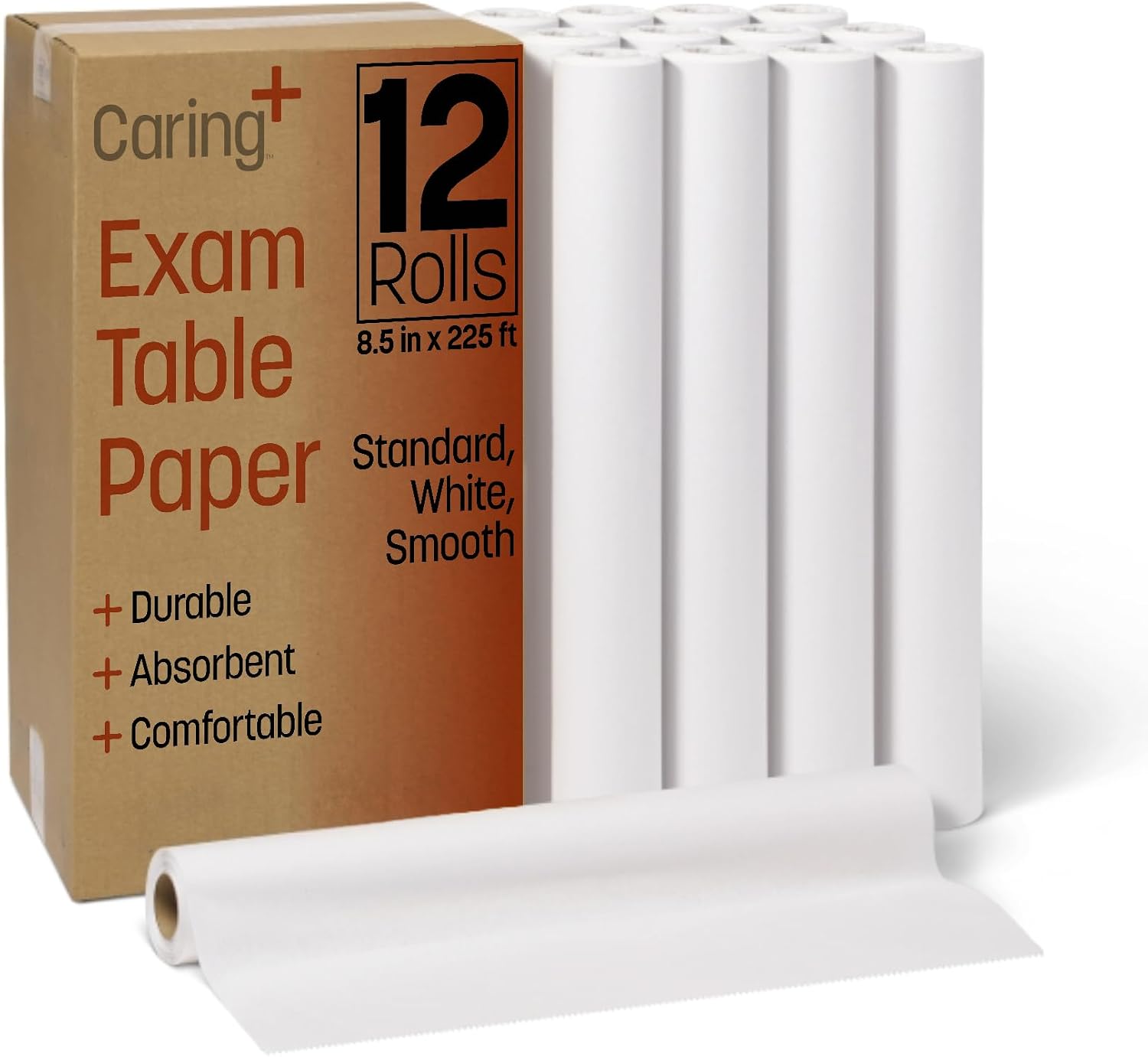 Headrest Exam Table Paper, Smooth, 8.5" x 225", 12 Rolls/Case, Disposable Medical Table Paper for Chiropractors