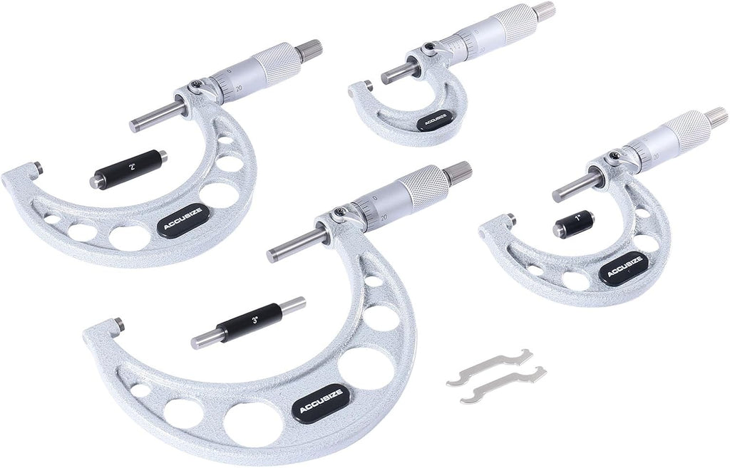 Accusize Outside Micrometer Set, 0-4in x 0.0001in, 4Pc, EG00-0904