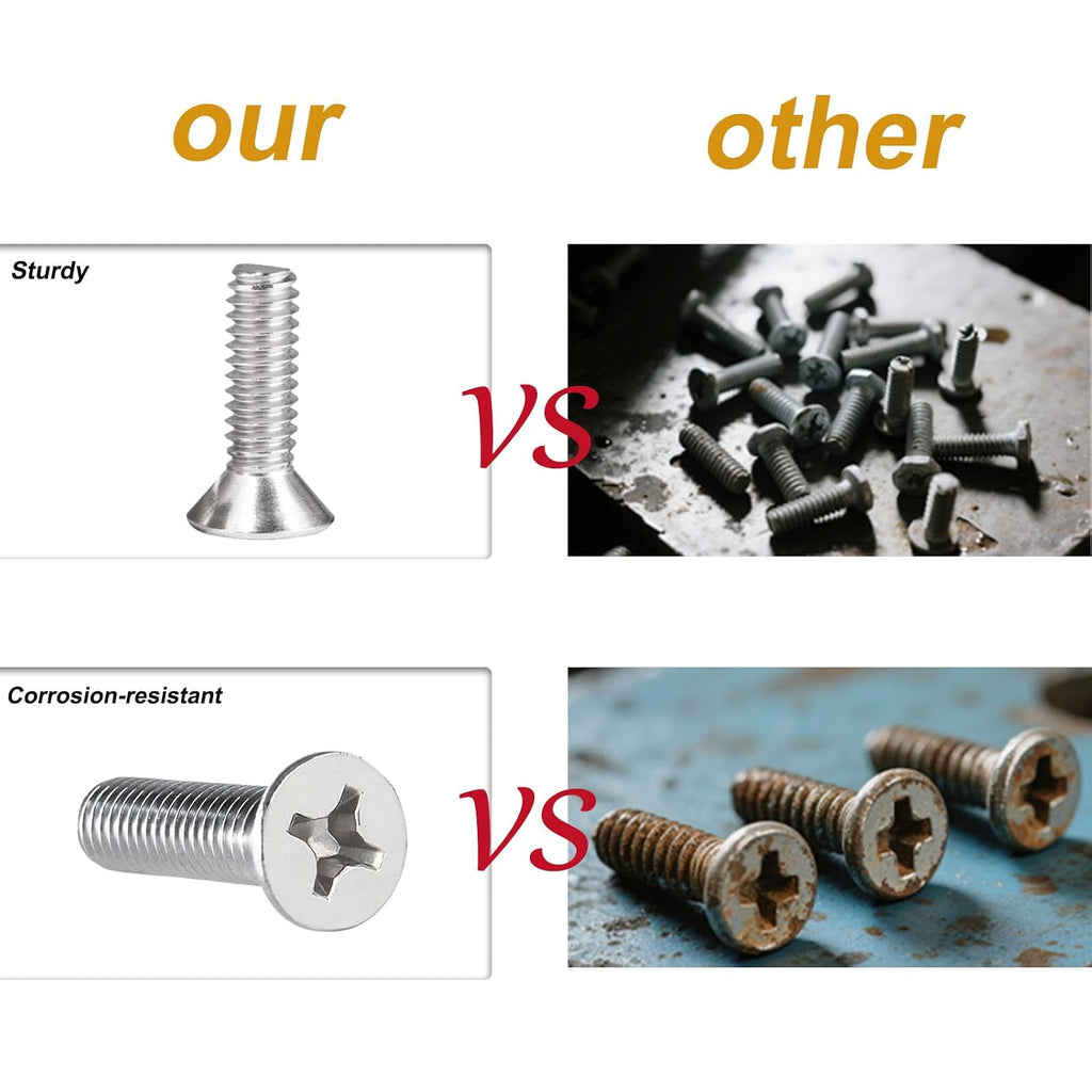 Flat Head Machine Screws, 304 Stainless Steel Screws Phillips Drive, Metal Screws for DIY & Professional Use (#10-32 x 1/4",10)