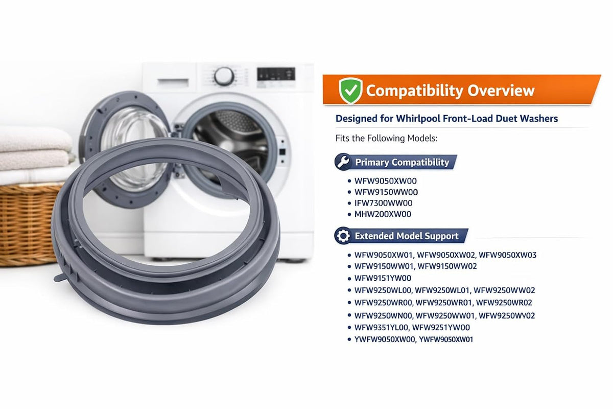 WFW9151YW00, WFW9250WW01, WFW9150WW02 Washer Door Boot Seal Compatible with Whirlpool