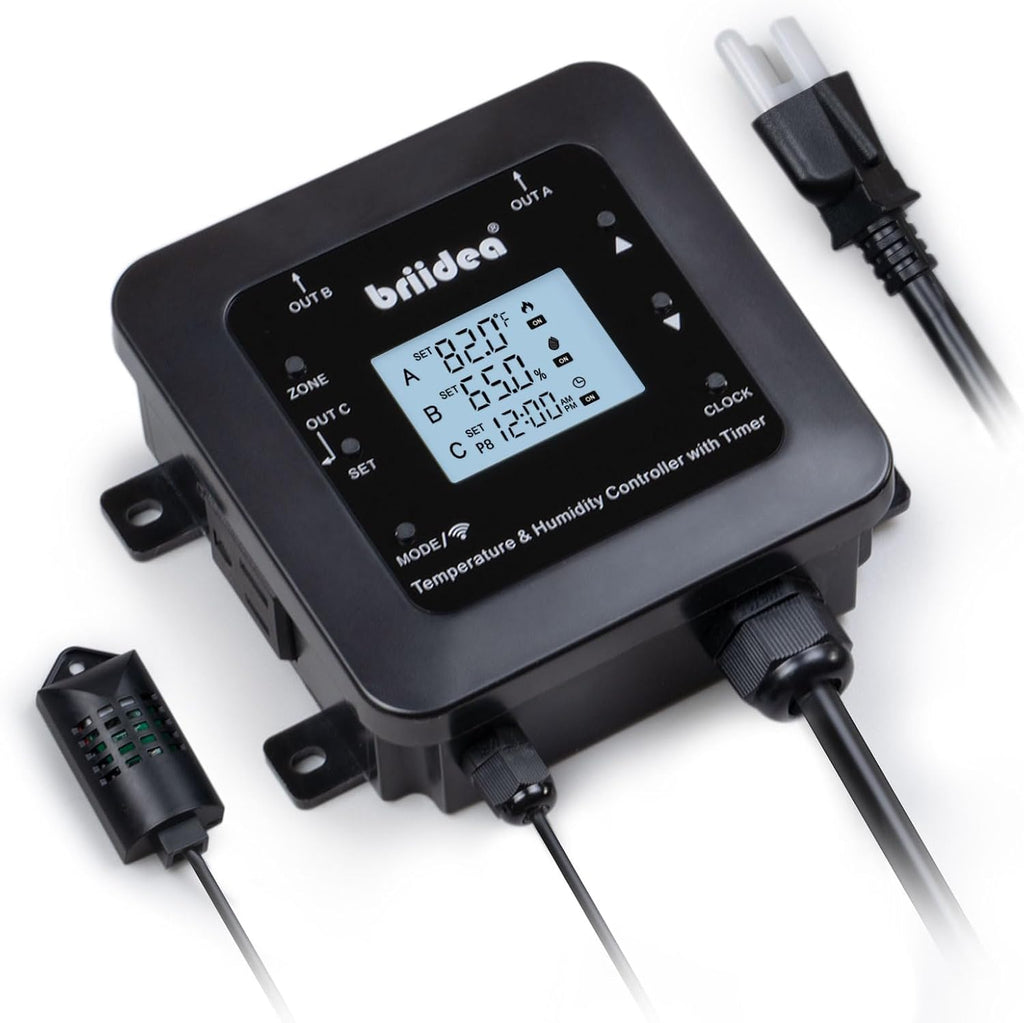 Smart WiFi Temperature and Humidity Controller with Timer Outlet, 3-in-1 Reptile Thermostat Hygrostat, App Control
