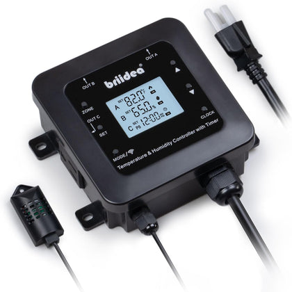 Smart WiFi Temperature and Humidity Controller with Timer Outlet, 3-in-1 Reptile Thermostat Hygrostat, App Control
