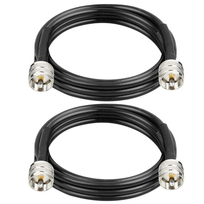 2PCS CB Coax Cable 6FT, RG58 PL259 Coaxial Cable UHF Male to UHF Male Cable for CB Radio, Ham Radio, Amateur Radio