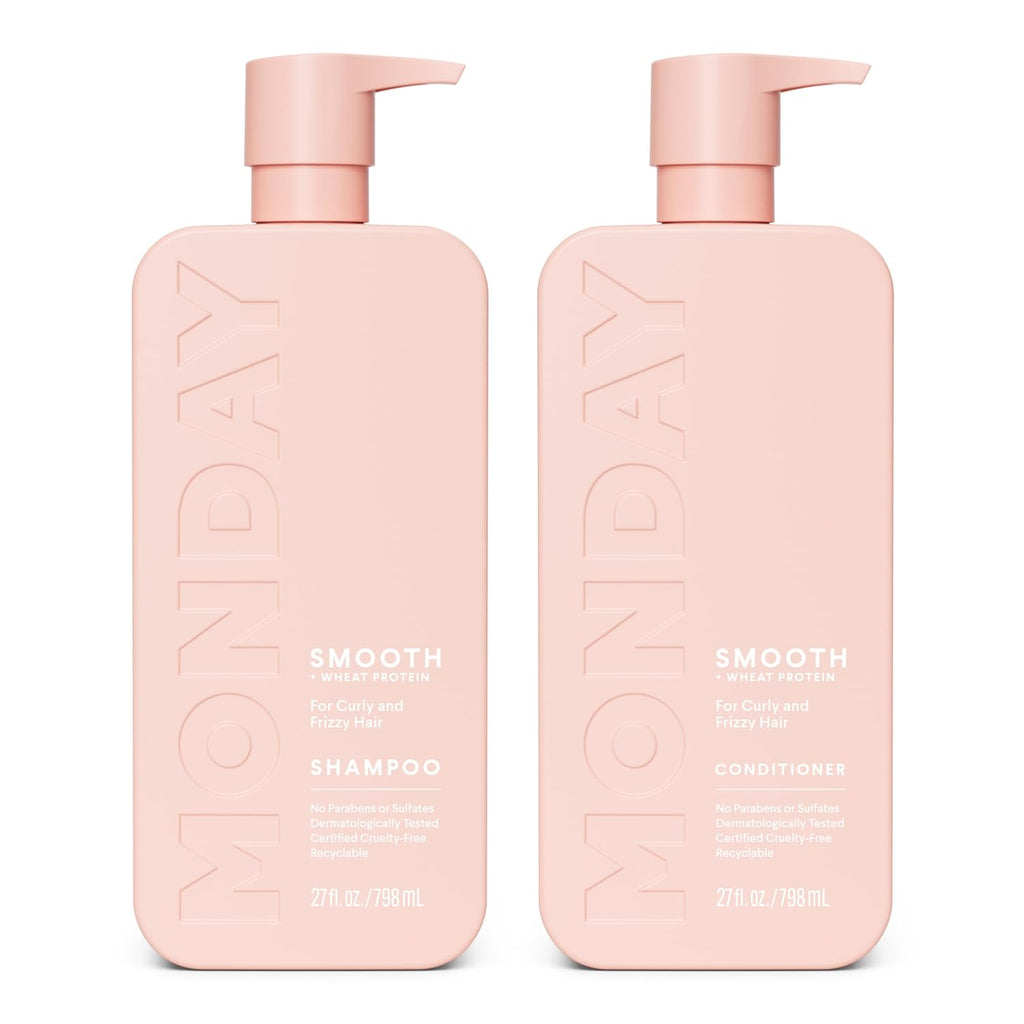Smooth Shampoo + Conditioner Bathroom Set (2 Count) 27 oz Each For Frizzy, Coarse & Curly Hair Made with Coconut Oil