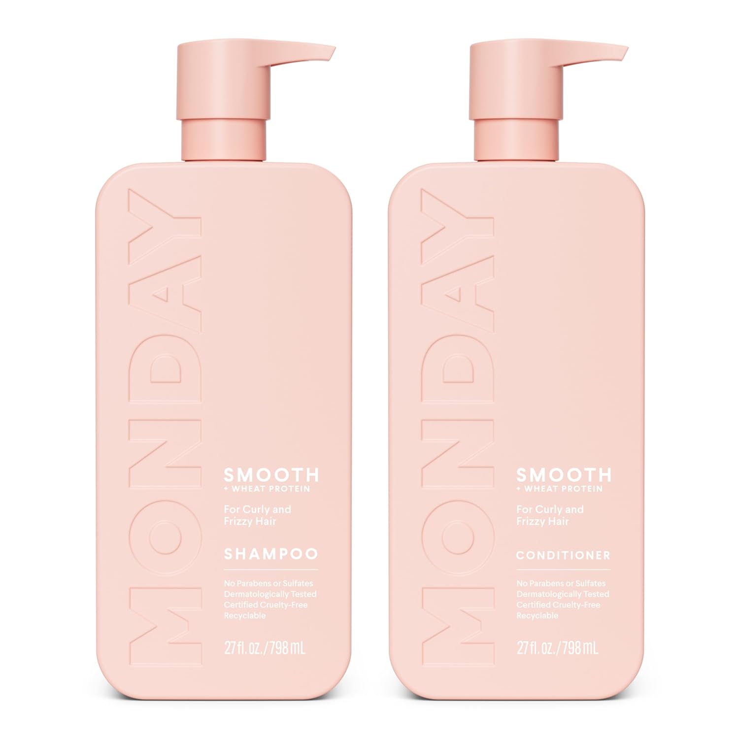 Smooth Shampoo + Conditioner Bathroom Set (2 Count) 27 oz Each For Frizzy, Coarse & Curly Hair Made with Coconut Oil