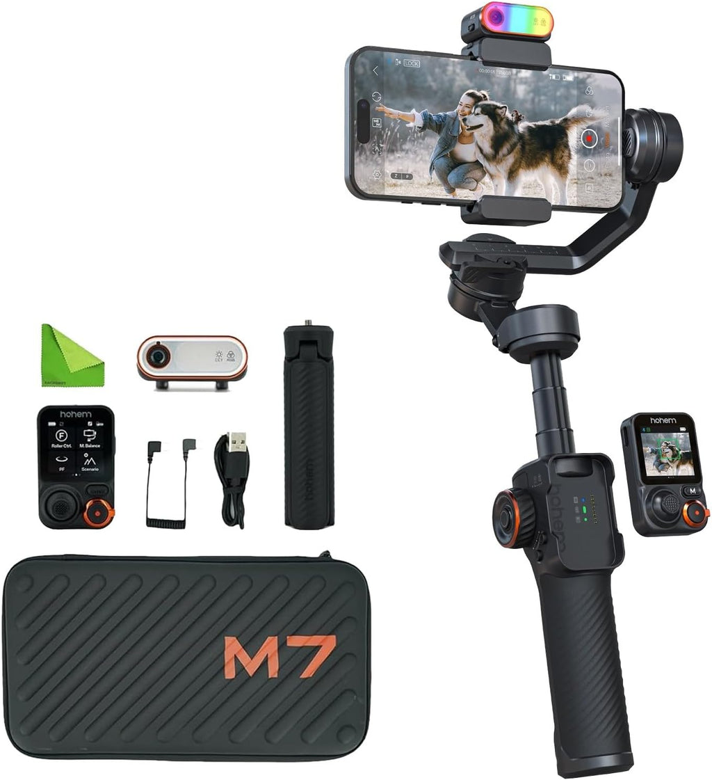 iSteady M7 Gimbal Stabilizer for iPhone,3-Axis Gimbal w/AI Tracking | Detachable Remote,Extendable Pole,Magnetic