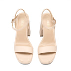 Heels for Women Block Chunky Platform Sandal,Nude,8