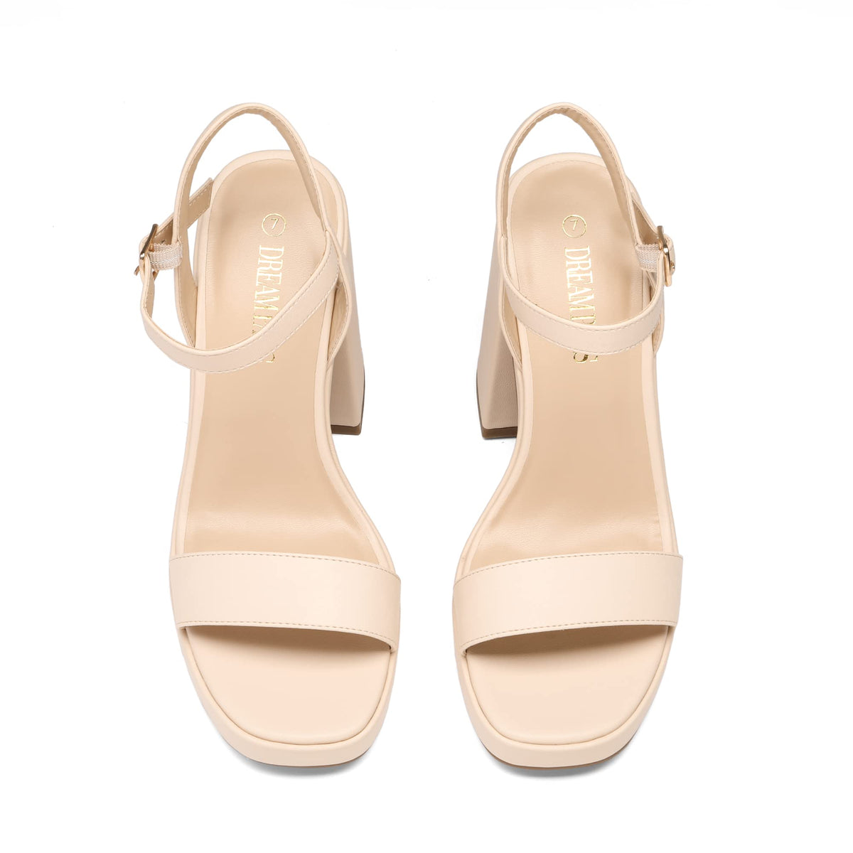 Heels for Women Block Chunky Platform Sandal,Nude,8