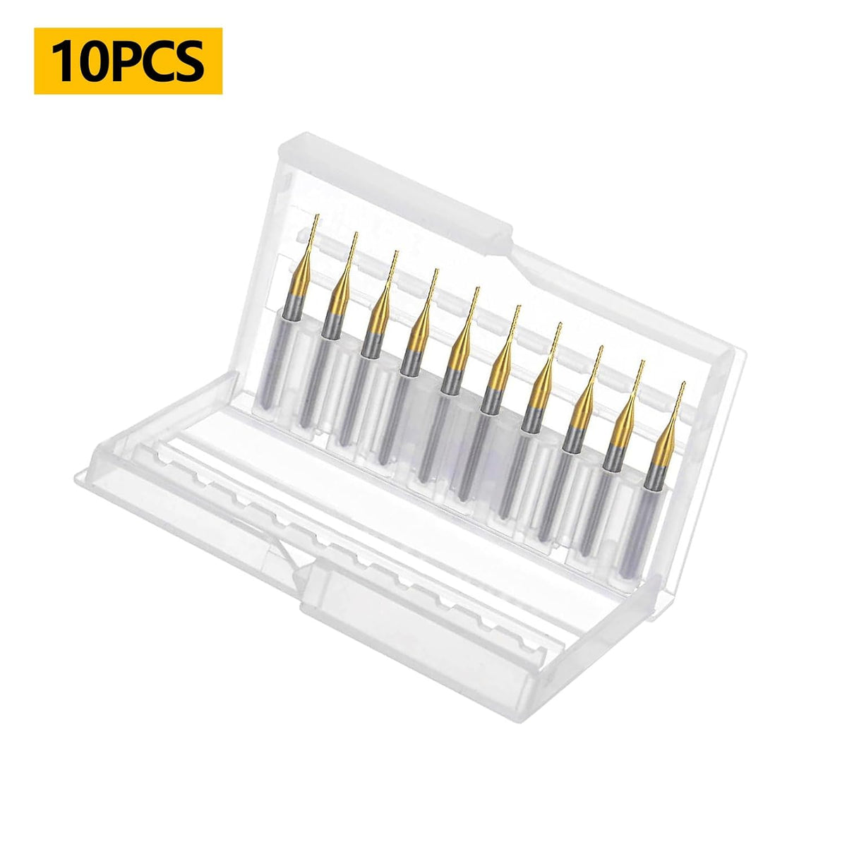 Tools 10Pcs 1.0mm TiN Coating Solid Carbide End Mill Engraving Milling Cutter CNC Router Bits for PCB Machine, 1/8" Shank 1BOX