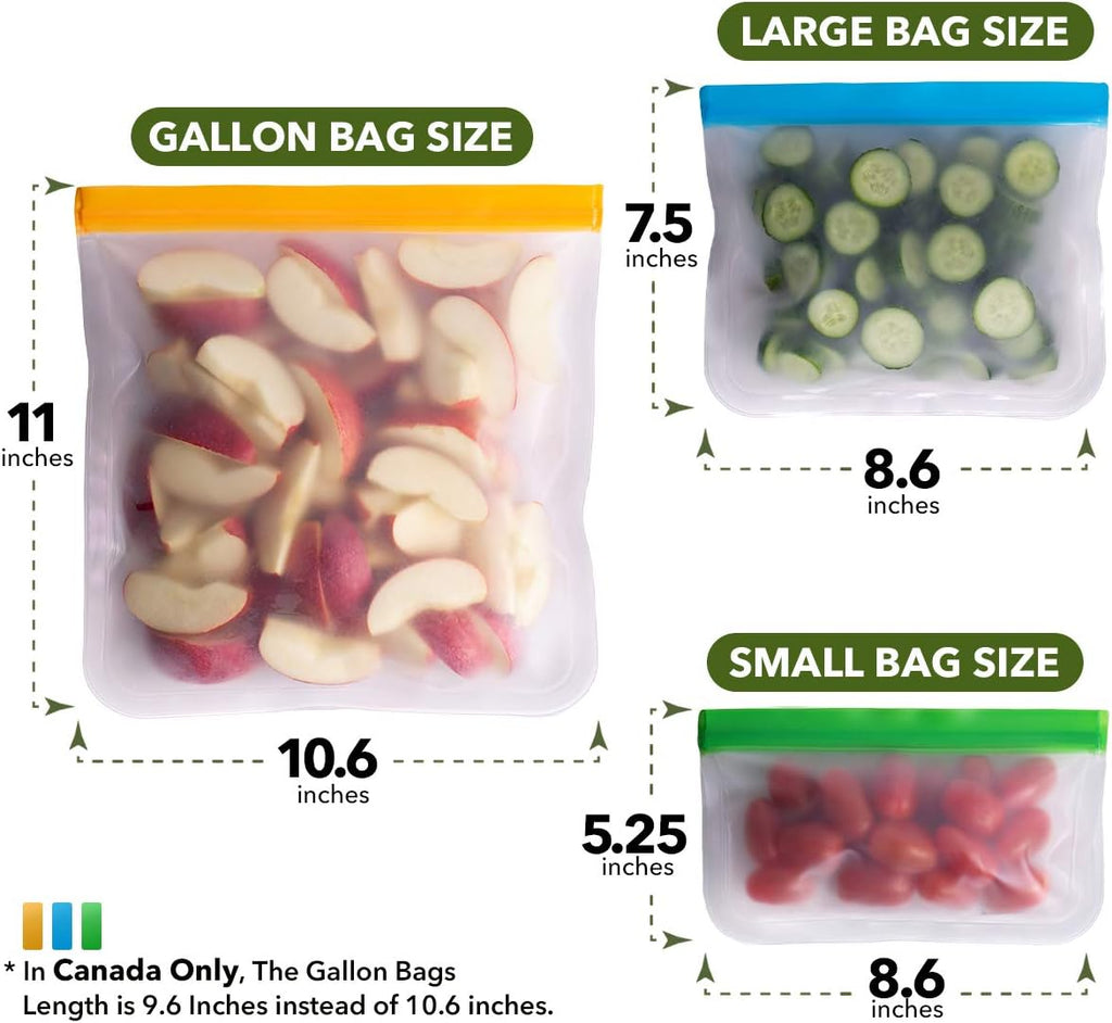 12 Pack Reusable Food Storage Bags | BPA-Free | Leakproof