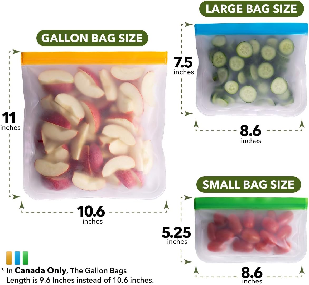 12 Pack Reusable Food Storage Bags | BPA-Free | Leakproof