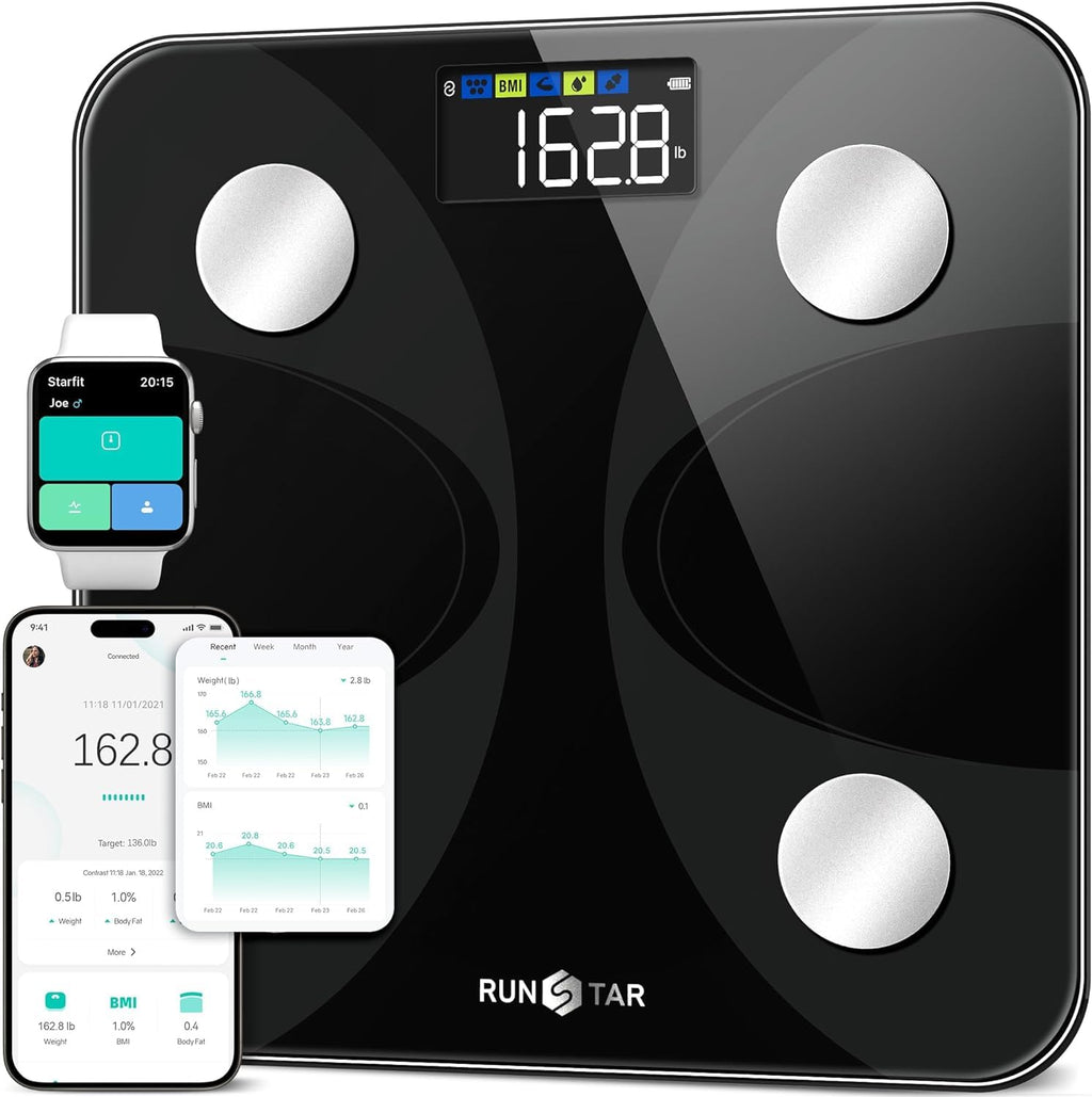 Scale for Body Weight and Fat Percentage, RunSTAR Digital Accurate Bathroom Smart Scale with Large Display, FSA&HSA