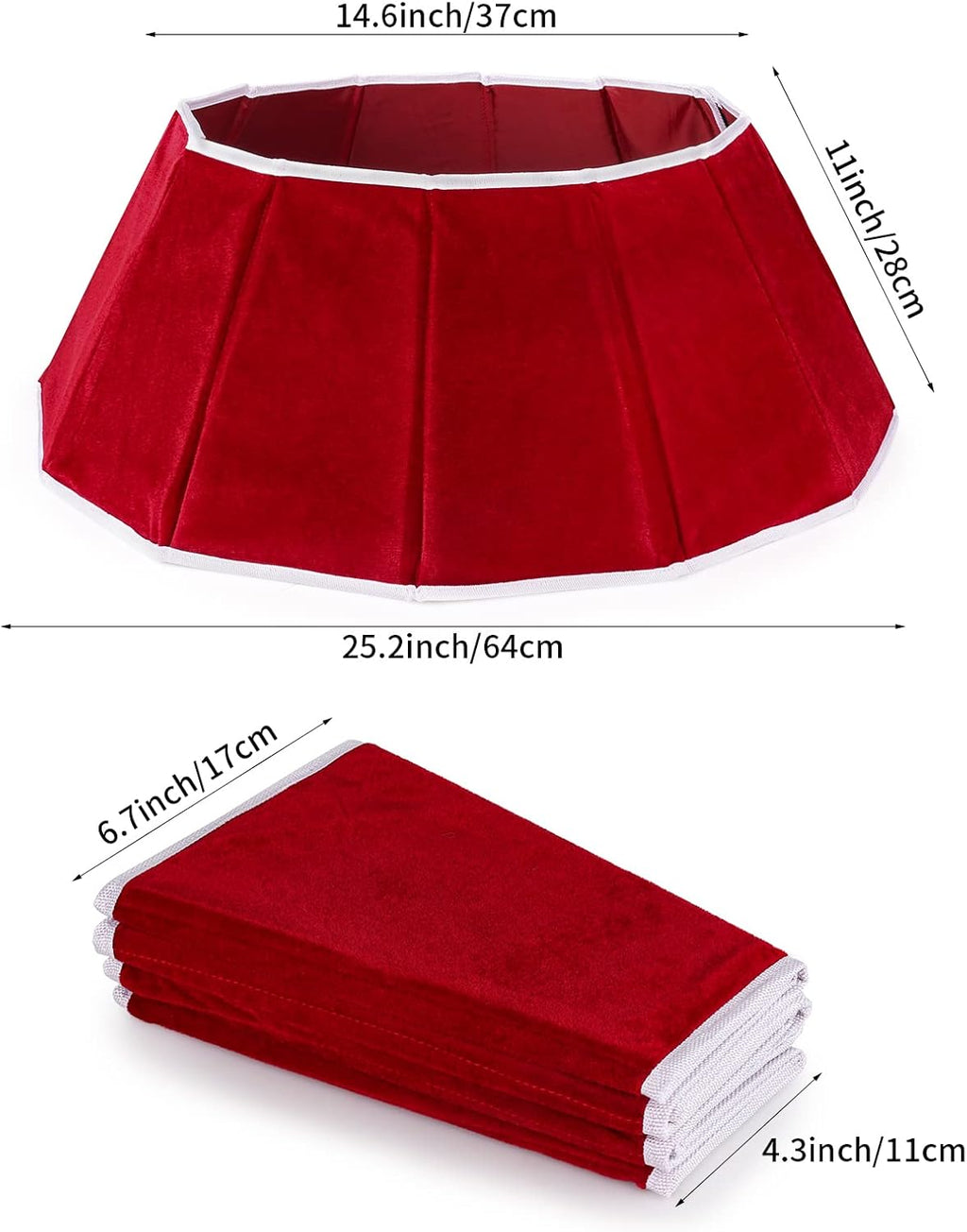 Christmas Tree Collar Red Velvet Folable Christmas Tree Ring Tree Skirt for Artificial Trees Base Stand Cover