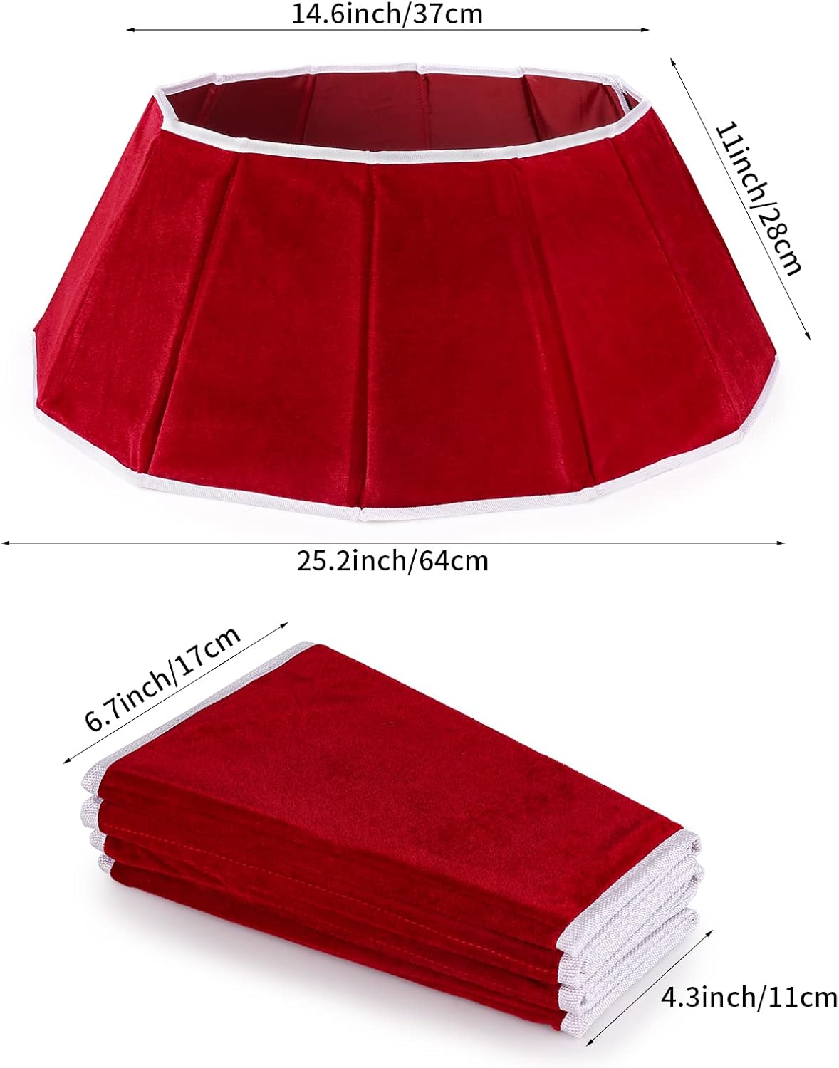 Christmas Tree Collar Red Velvet Folable Christmas Tree Ring Tree Skirt for Artificial Trees Base Stand Cover