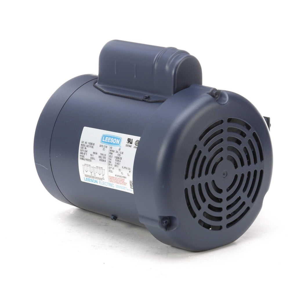 Leeson 110308.00 General Purpose C Face Motor, 1 Phase, 56C Frame, Round Mounting, 3/4HP, 1800 RPM, 115/208-230V Voltage, 60Hz Fequency
