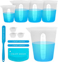 Silicone Measuring Cups for Epoxy Resin – Set of 4 Epoxy Mixing Cups (500ml, 250ml, 100ml, 15ml) with Sticks &