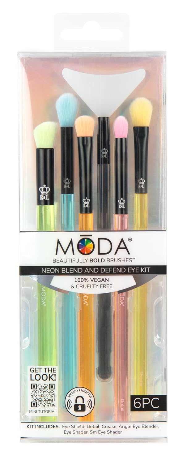 Blend & Defend 6PC Eye Makeup Brush Kit with Eye Shield, Vegan