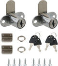 2PCS Zinc Alloy Cabinet Cam Lock Keyed Alike, Silver | 4/5" Cylinder Drawer Locks Hardware Secure Files Drawers RV
