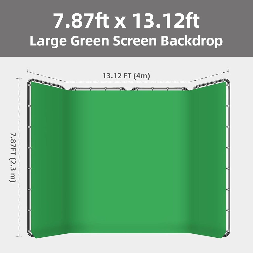 7.87ft x 13.12ft Green Screen Backdrop Kit with Stand | Adjustable Background, Large Collapsible Backdrop for Studio