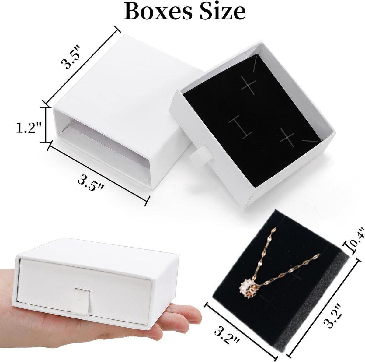 24 Pack White Cardboard Jewelry Gift Boxes Bulk, 3.5x3.5x1.2 Inch