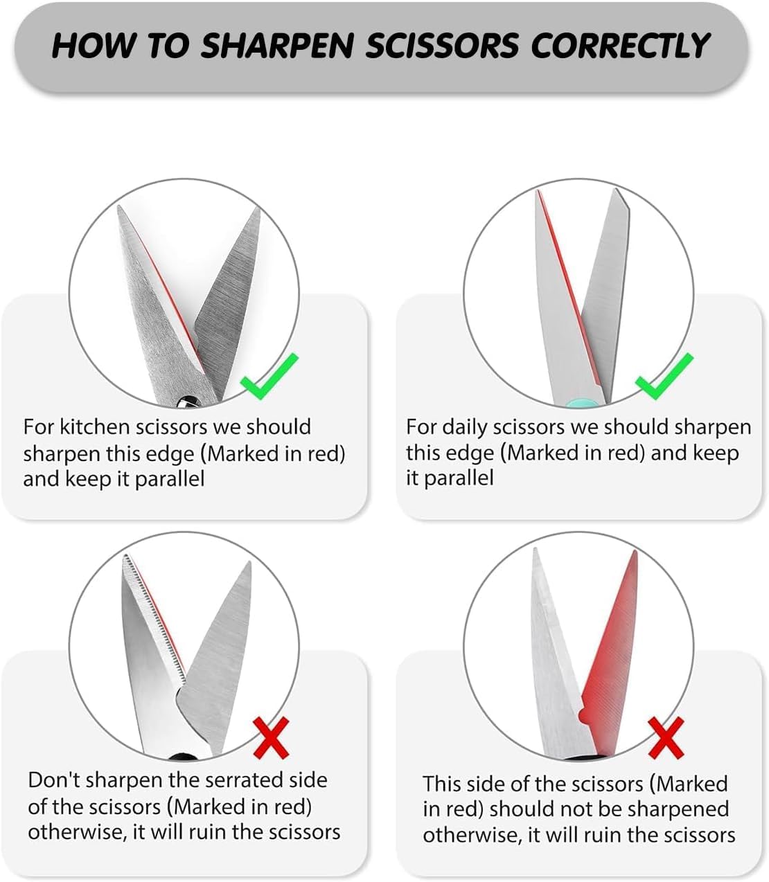 4-In-1 Manual Knife Sharpener for Kitchen Knives & Scissors, Professional Pull-Through Knife Sharpener with Tungsten